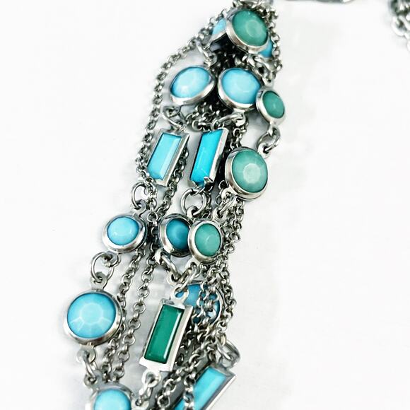 Banana Republic 9-Strand Turquoise & Silver Necklace - Picture 6 of 7